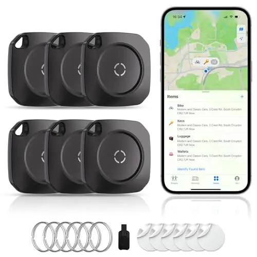 6er Pack Smart Tag Schlüsselfinder für iOS – Mit Apple Wo ist? APP, ideal für Schlüssel und Reisen