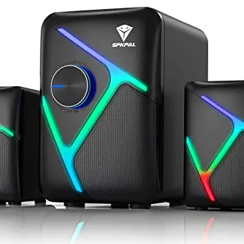 SPKPAL 2.1 PC Lautsprecher mit Subwoofer, RGB Gaming, 11W Stereo Sound, USB & 3,5mm für Laptop, Tablet, Schwarz