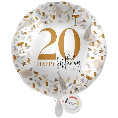 Balloon 20. runder Helium Ballon für den 20. Geburtstag, Partydeko für junge Erwachsene, 33cm