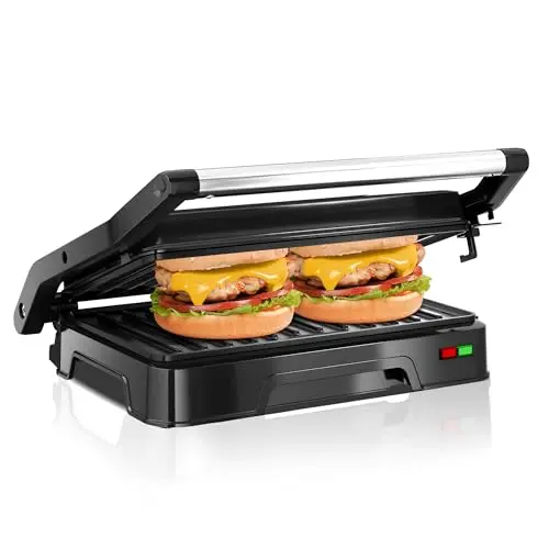 KEINVE Kontaktgrill für Sandwiches und Panini, 850W, leicht zu reinigen, 180° Öffnung