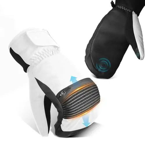 tekkapoi Winterhandschuhe für Herren und Damen, wasserdichte und warme Skihandschuhe in Weiß, Größe L