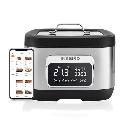 Inkbird Sous Vide Stick 3 in 1 mit Rack-Teiler, 500W, 8L Fassungsvermögen, App-Rezepte