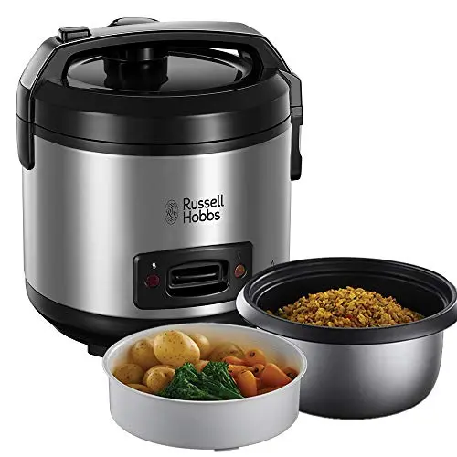 Russell Hobbs Reiskocher 1,2L mit Dampfgarer und Aroma-Klappdeckel (Warmhaltefunktion, Edelstahl) 27080-56