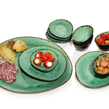 Sänger Servierplatten Set Palm Beach 11-teilig aus Steingut, Vintage Design