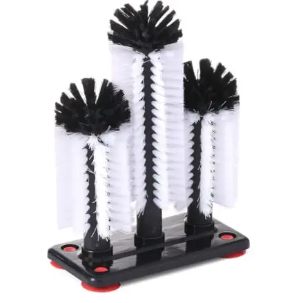 HENDI Gläserspülbürste mit 3 Nylonbürsten und 4 Saugnäpfen, Höhe 190 mm, Polypropylen