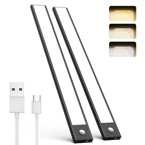 NOVTEKE 30CM Unterbauleuchte LED - 2 Stück mit Bewegungsmelder und Dimmfunktion für Küche, Schrank, Treppe, Badezimmer