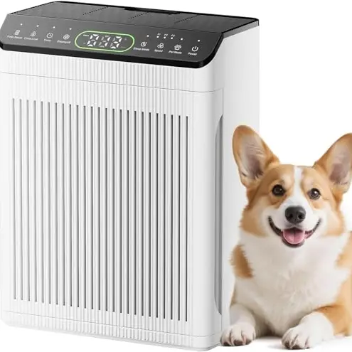 EVALIT Luftreiniger Allergiker, 200m², Rauch, Staub & Pollen, PM2.5-Anzeige, 3 Modi, Weiß, 1 Stück