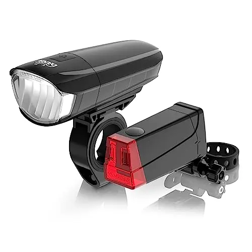 DANSI Fahrradleuchten-Set StVZO I LED Fahrradlichter vorne & hinten I Regenfest I 15-100 Lux