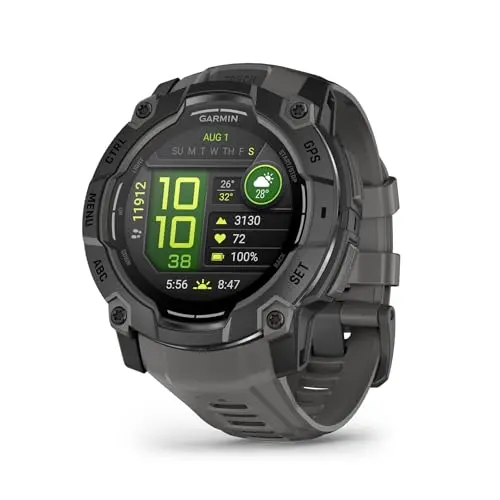 Garmin Instinct 3 - AMOLED, Schwarz mit dunkelgrauem Band