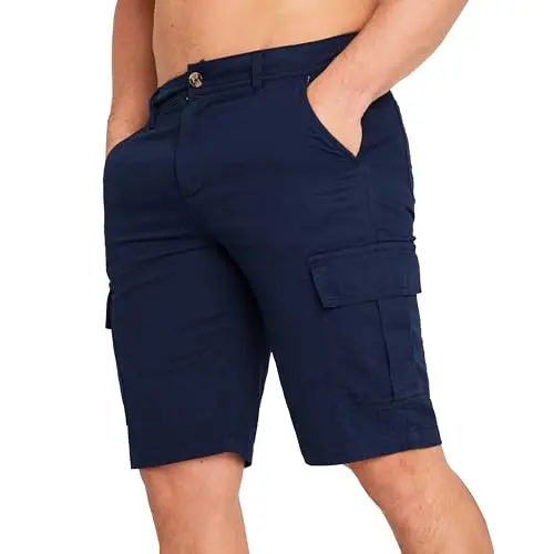 CityComfort Cargo Shorts Herren, Kurze Baumwoll-Shorts mit Taschen, Dunkelblau, L