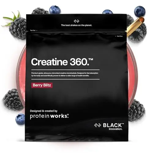 Protein Works Creatine 360 – Mikronisiertes Kreatinpulver, 250g, 62 Portionen, Energie & Leistung, Beeren-Blitz