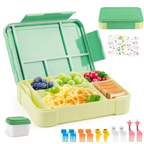 WuGU Brotdose Kinder 1300 ml - Auslaufsichere Bento Box für Schule & Ausflüge (Grün)