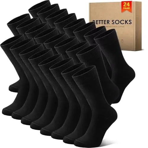 NUOZA Herren Sportsocken 24 Paar, Weiße Baumwollsocken, Größe 47-49, Business & Alltag
