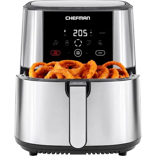 Chefman TurboFry Touch Heißluftfritteuse XL 7.6L - Familiengröße mit One-Touch Voreinstellungen für Pommes, Hähnchen & mehr