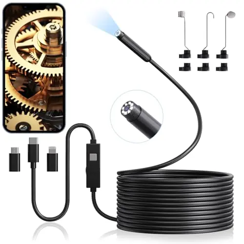 Aopick HD Endoskopkamera mit Licht, IP67 wasserdicht, für Android & iPhone, 16.4 ft/5m