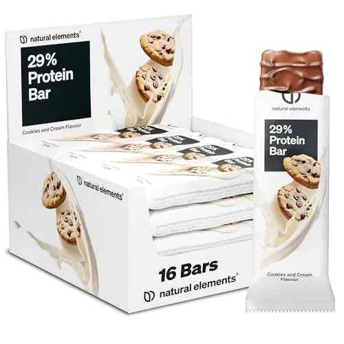 Natural Elements Proteinriegel Cookies & Cream – 13g Protein, 164 kcal, vegetarisch, ohne Palmöl, 16x45g