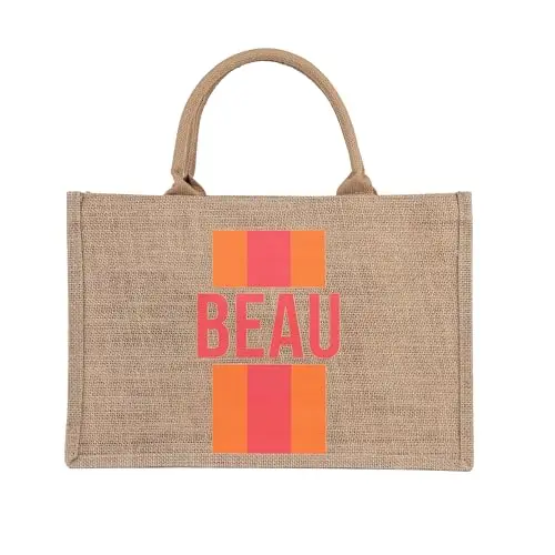 BEY'Z Vintage Chic Jute-Tragetasche, gestreift, umweltfreundlich, wiederverwendbar, ideale Strand- und Einkaufstasche