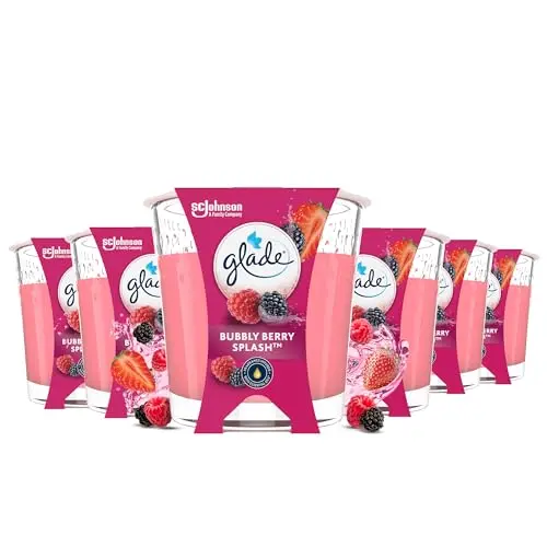 Glade Duft-Kerze Bubbly Berry Splash, 6 x 112 g, bis zu 27 Stunden Brenndauer