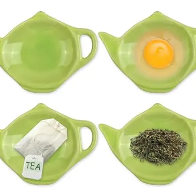 SCSpecial 4er Set Teebeutelhalter – Teekannen Untersetzer für Gewürze und Desserts (Grün)