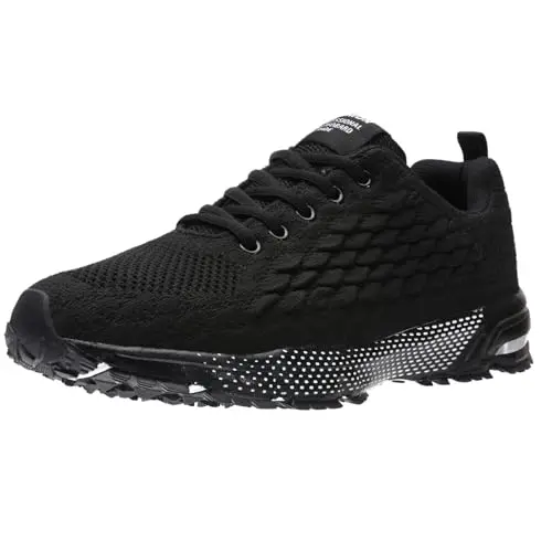 ASHION Herren Sneaker - Leichte, atmungsaktive Laufschuhe für Outdoor und Jogging, Schwarz, Größe 39 EU