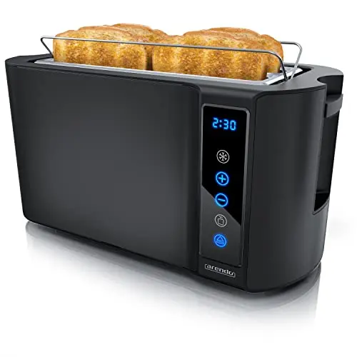 Arendo Edelstahl-Langschlitztoaster für 4 Scheiben
