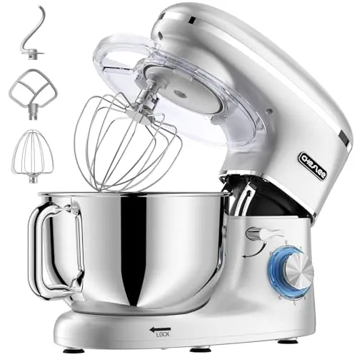 CHeflee Küchenmaschine 1500W mit 6,2L Edelstahlschüssel und 6 Geschwindigkeiten