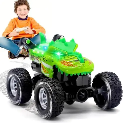DELEE Ferngesteuertes Mini RC Auto mit LED für Jungen - Geschenk ab 3 Jahren (Grün)