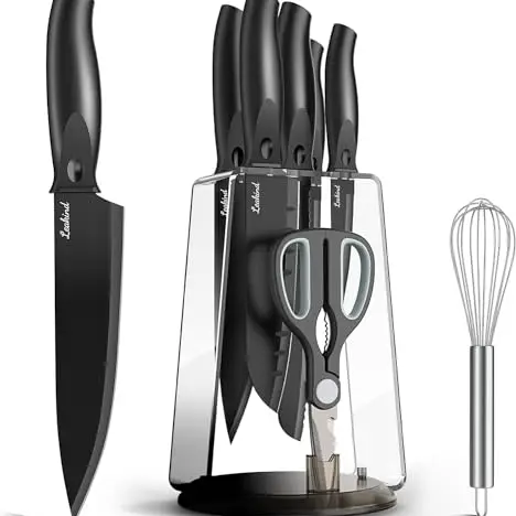 8-teiliges Messerblock Set mit Kochmessern und Schere für Fleisch und Gemüse