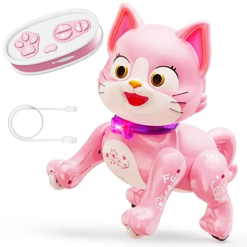 Jofuni Ferngesteuerte Roboter Katze - Interaktives Spielzeug für Mädchen (3-5 Jahre)