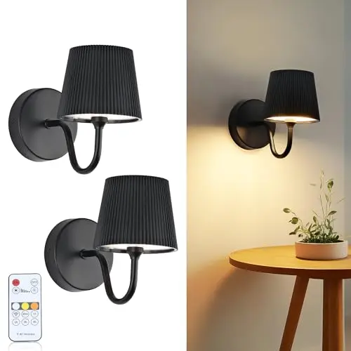 LuminexDesigns LED Wandleuchte 2er Set, Wiederaufladbar, Fernbedienung, Dimmbar, Kabellos für Schlafzimmer und Wohnzimmer