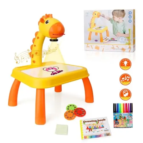 MOMSIV Kinder Zeichenprojektor mit Pinsel – Kreatives Zeichenspielset für Geburtstagsgeschenke