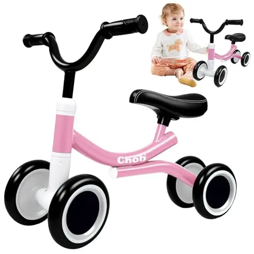 CHOLY Laufrad für 1-2 Jahre, Baby Lauflernrad Indoor & Outdoor, ideales Geschenk zum 1. Geburtstag - Rosa