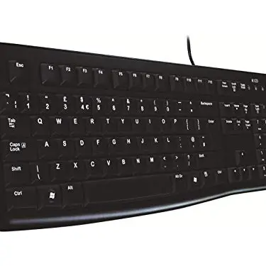 Logitech K120 Kabelgebundene Tastatur für Windows & Linux - Leises Tippen, Robust, Spritzwassergeschützt, AZERTY-Layout - Schwarz