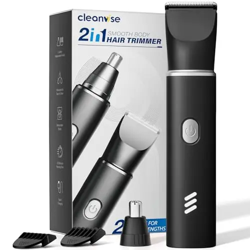 Intimrasierer 2-in-1 für Männer, wiederaufladbar, wasserdicht, inklusive Nasenhaartrimmer und Kämme, ideal für Körper, Gesicht und Achseln