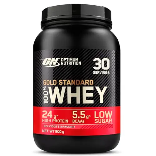 Optimum Nutrition Gold Standard Whey Proteinpulver, Delicious Strawberry, 900g, 30 Portionen