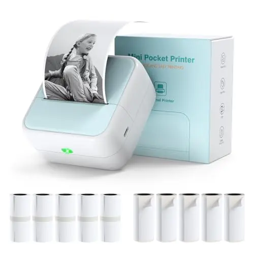 Bisofice S1 Mini Drucker für Smartphone – Bluetooth Thermodrucker für Aufkleber, Etiketten, Notizen, Blau