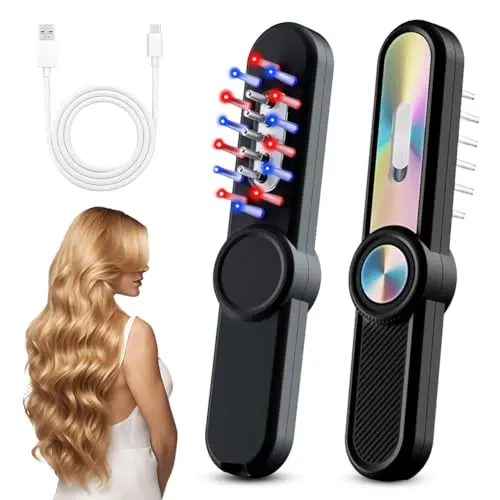 Elektrische Kopfhaut Massagebürste 4 in 1 mit EMS und 3 Vibration Modi für Haarwachstum und Kopfhautpflege (Schwarz)
