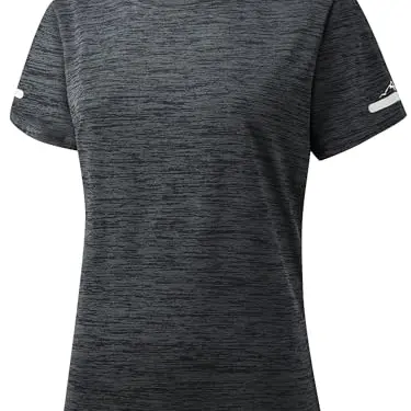Peakwell Damen Sportshirt Kurzarm Atmungsaktiv (Schwarz, XXL)