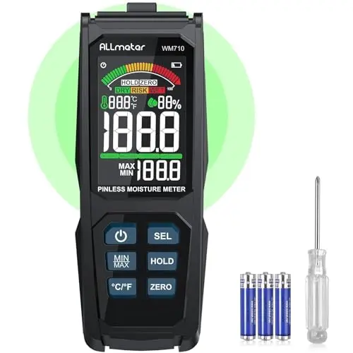 ALLmeter Holzfeuchtemessgerät mit LCD-Display und akustischem Alarm für Wände und Holz