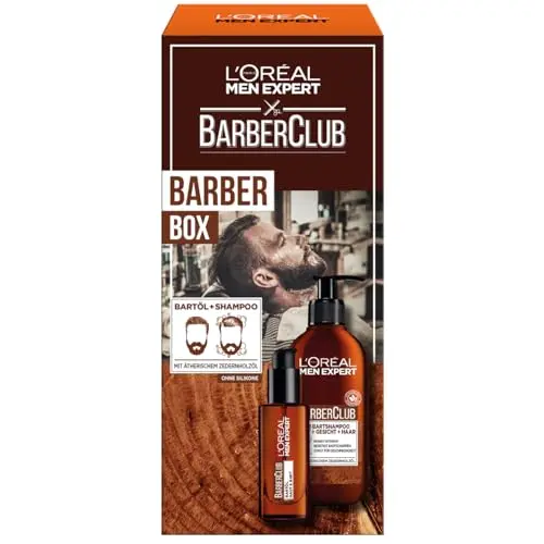 L'Oréal Men Expert Bartpflege-Set für Männer mit Shampoo & Öl, Geschenkset für gesundes Bartwachstum, Barber Club