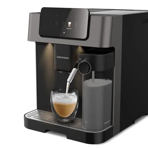 GRUNDIG KVA 7230 Kaffeevollautomat - 10 Kaffeespezialitäten, 13 Mahlgrade, kraftvoll, Schwarz/Dunkelsilber