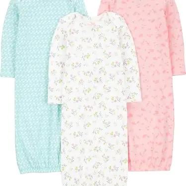 Carter's Simple Joys Nachthemd für Babys, 3 Stück in Blau, Pink und Weiß