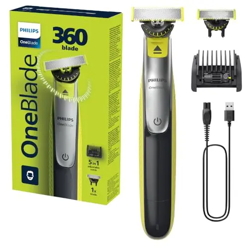 Philips OneBlade 360 Face - Elektrischer Bartstyler und Trimmer mit 5-in-1-Kammaufsatz