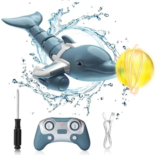 Aceshop Ferngesteuertes Delfin-Spielzeug - RC Boot für Kinder ab 8 Jahren - Blau