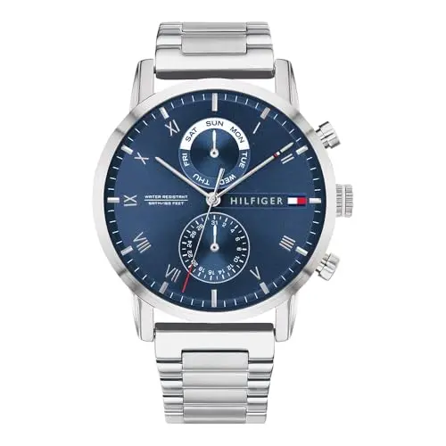 Tommy Hilfiger Herrenuhr mit silbernem Edelstahlarmband