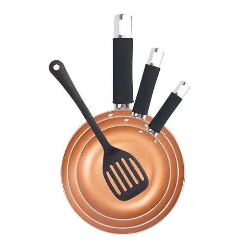 RENBERG ROYCE REECO - Set 4 Bratpfannen (18, 22, 26 cm) - Ergonomischer Griff - Antihaft - Induktionsgeeignet