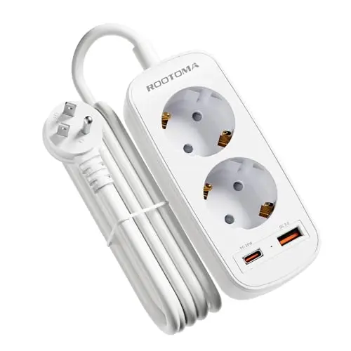 USA Reiseadapter mit USB Schnellladung, 2-Fach Steckdose für USA, Kanada, Mexiko und Thailand