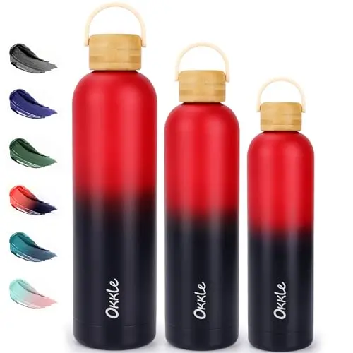 Edelstahl Trinkflasche 750ml mit Griff, auslaufsicher, BPA-frei, für kohlensäurehaltige Getränke, isoliert
