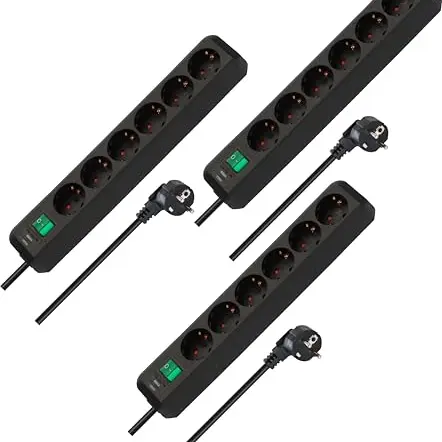 Brennenstuhl Eco-Line 6-fach Steckdosenleiste mit Schalter, 1,5m Kabel, schwarz