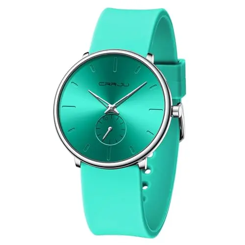 CRRJU Herren-Armbanduhr mit Silikonarmband